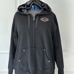 Harley-Davidson, Black Hoodie, Full Zipper Sweat-Jacket w/Silk lined Hoodie, 1X